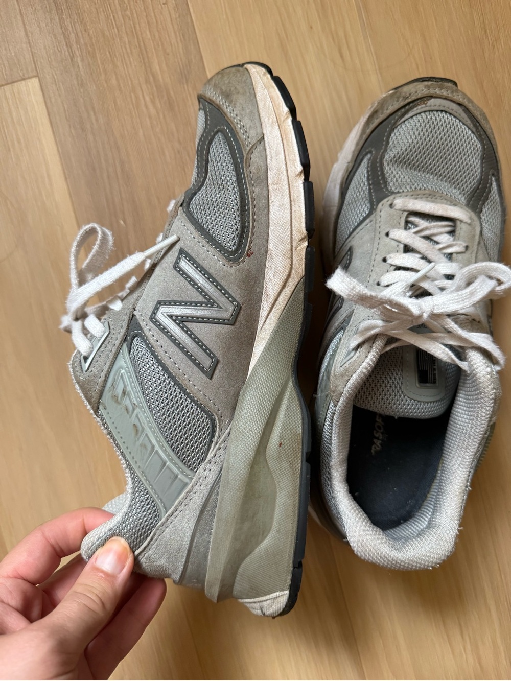 New Balance Women's 990v5 Sneakers in Gray and White - Picture 3 of 9